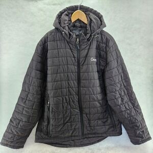 Google Fossa Apparel Quilted Puffer Hooded Jacket Black XL Insulated Lightweight